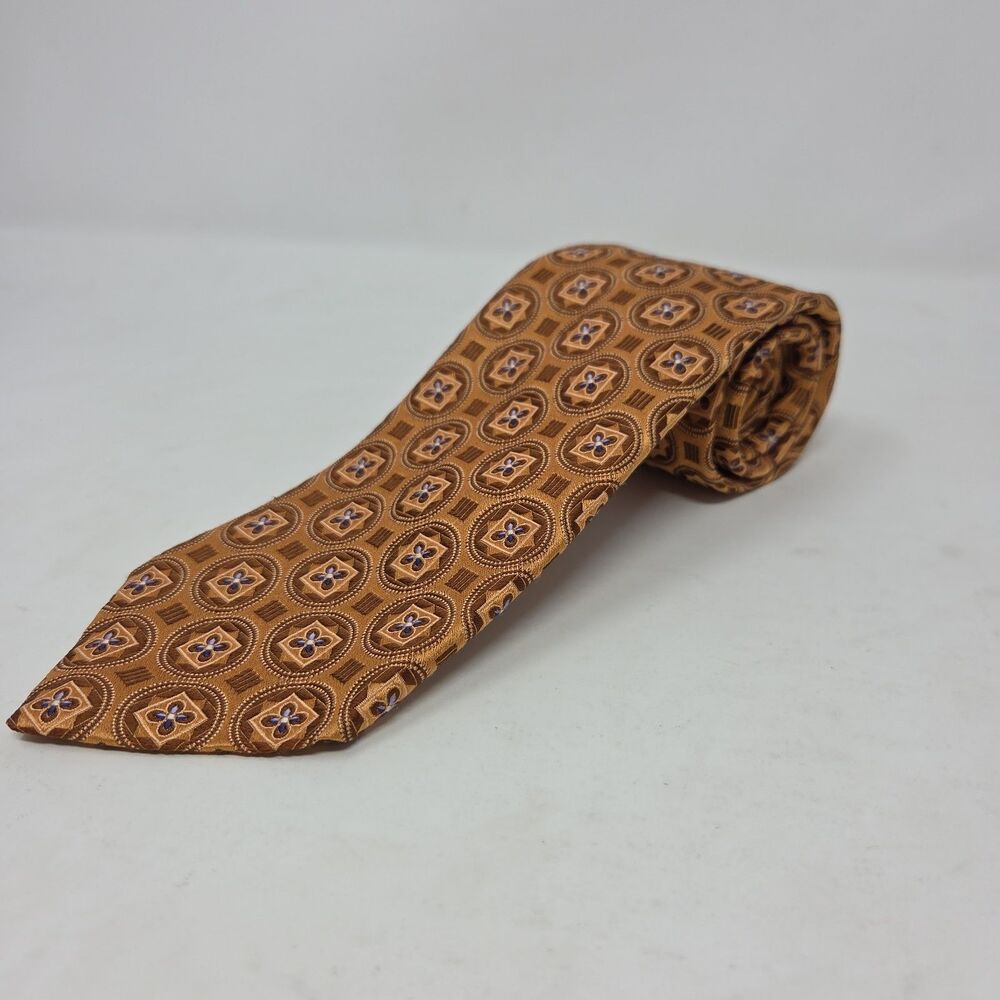 XMI Platinum Men's Tie Color Orange Silk Handmade in USA